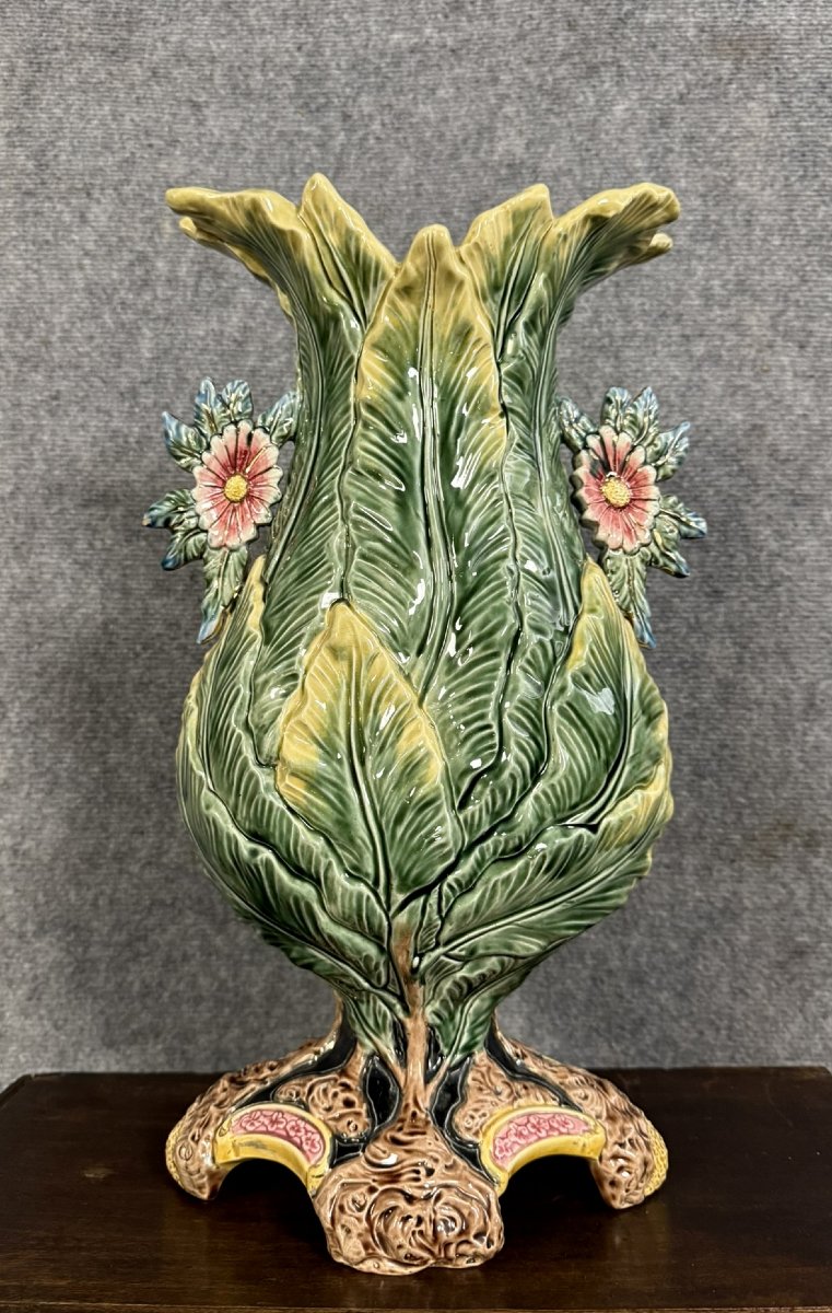 Very Important Butterfly Vase From The Art Nouveau Period In Barbotine-photo-4