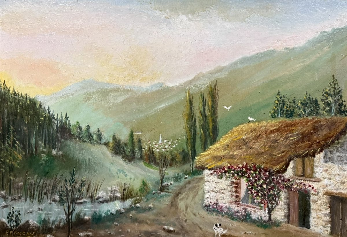 French School Painting, Early 20th Century, Oil On Panel, Signed -photo-3