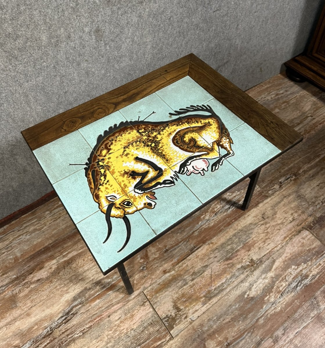 Vintage Ceramic Bull Coffee Table Circa 1960  -photo-1