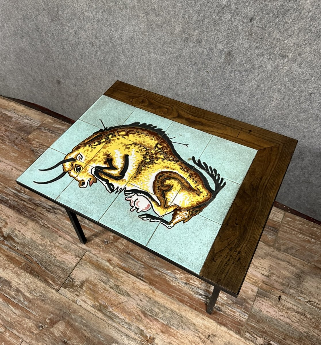 Vintage Ceramic Bull Coffee Table Circa 1960  -photo-2