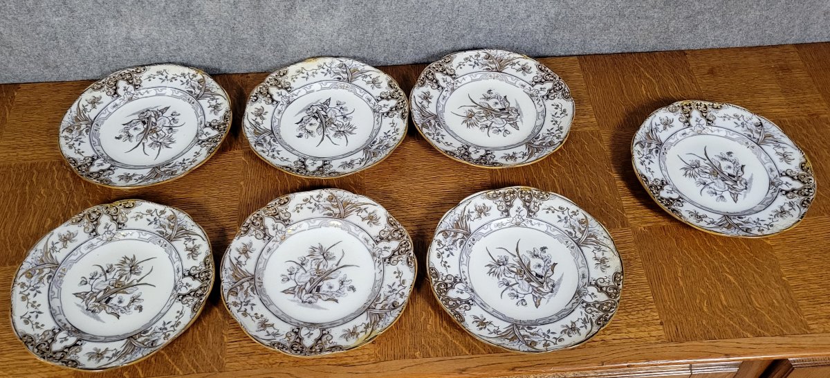 Ensemble de 6 assiettes plus 1 en porcelaine Anglaise -photo-2