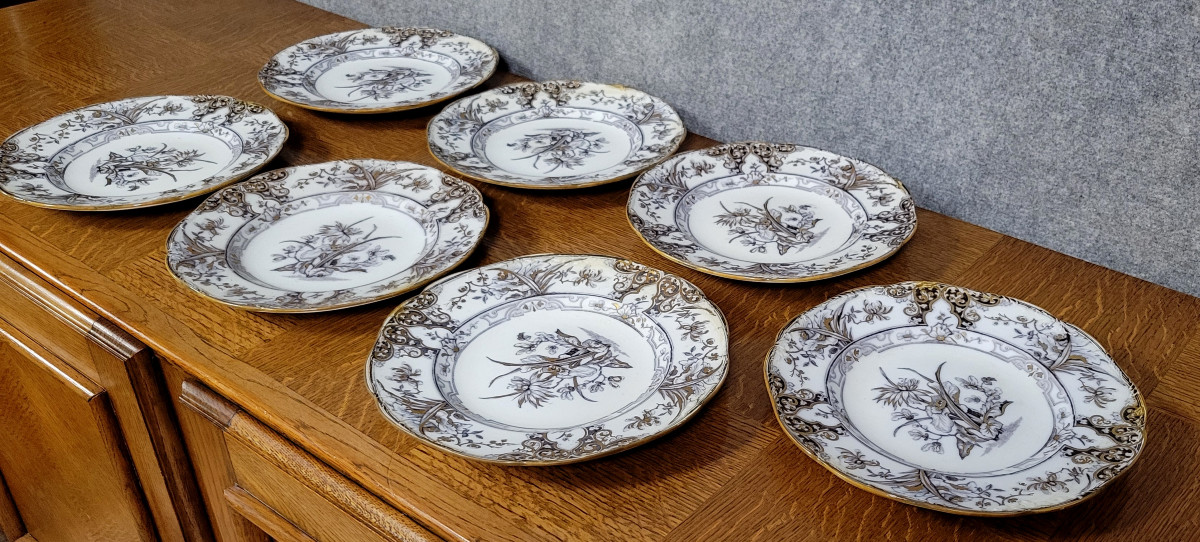 Ensemble de 6 assiettes plus 1 en porcelaine Anglaise -photo-1