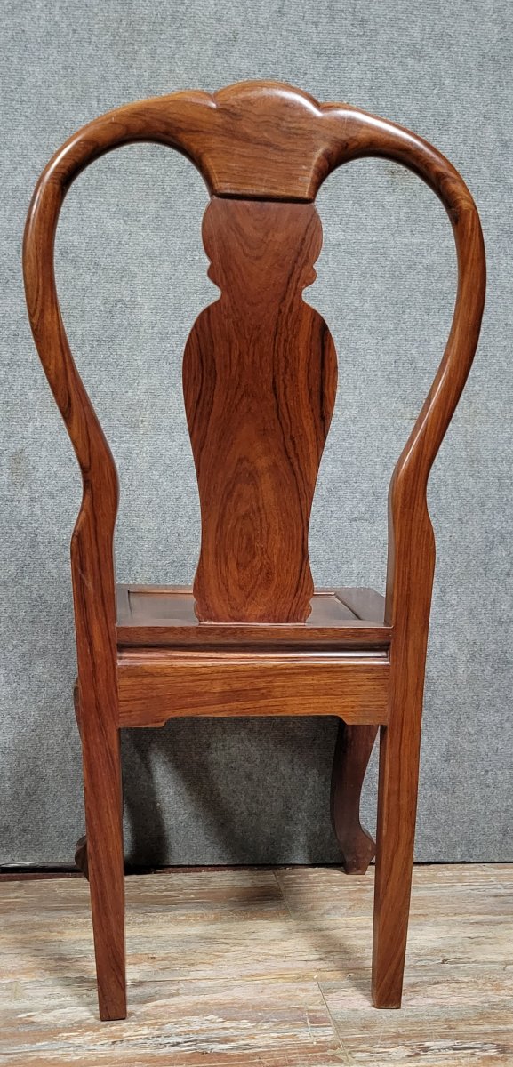 Asia 20th: Series Of 6 Chairs In Solid Exotic Wood -photo-6