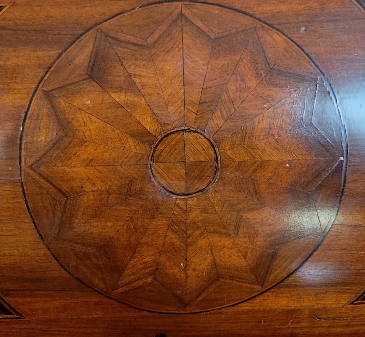 Importante commode bureau à cylindre époque Louis XVI en marqueterie -photo-3