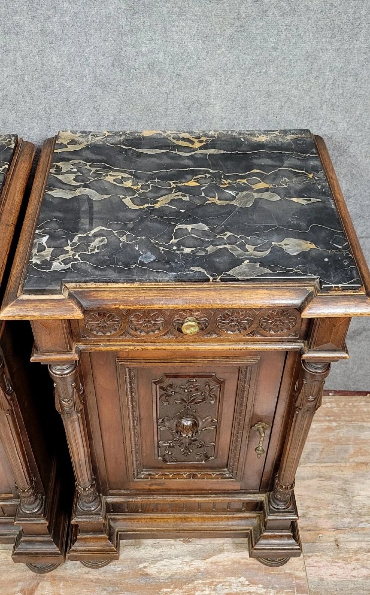 Pair Of Renaissance Style Bedside Tables In Carved Walnut -photo-3