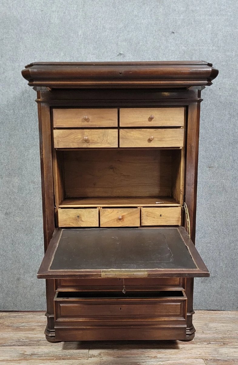 Renaissance Style Secretary In Carved Walnut -photo-4