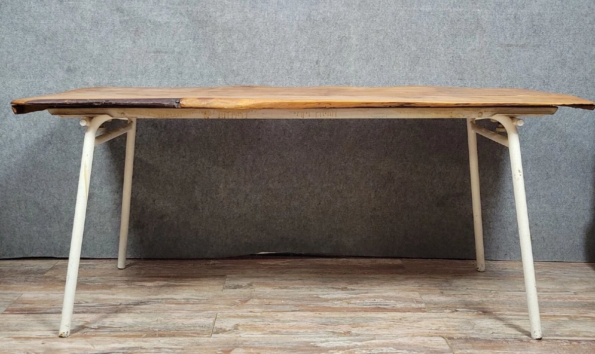 Brutalist Dining Table In Wood And Iron -photo-1