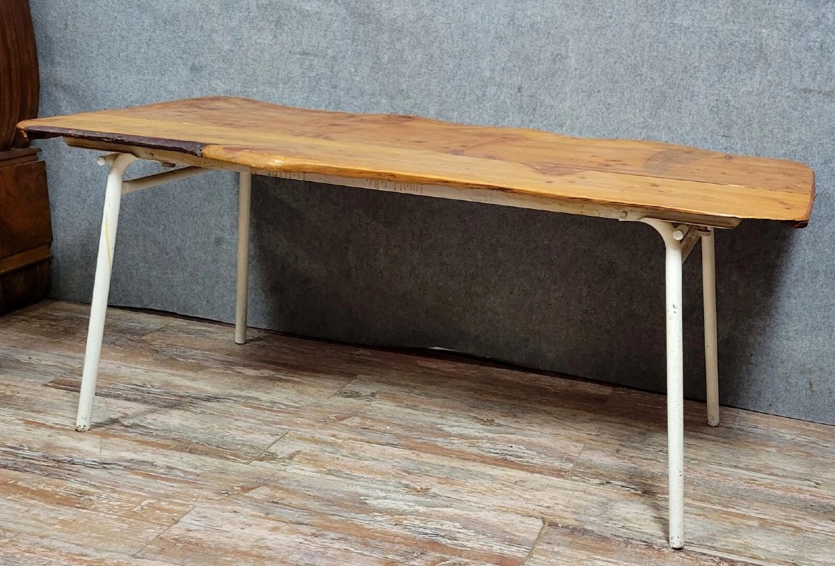 Brutalist Dining Table In Wood And Iron -photo-2