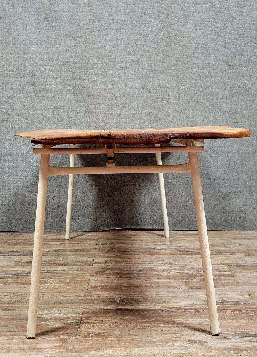 Brutalist Dining Table In Wood And Iron -photo-4