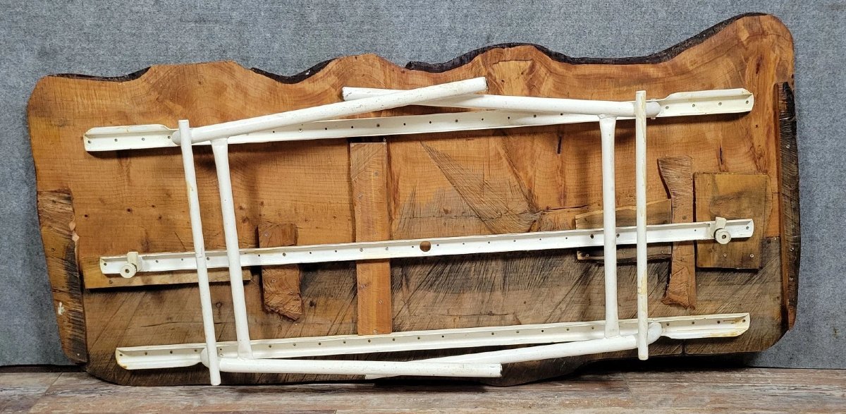 Brutalist Dining Table In Wood And Iron -photo-5