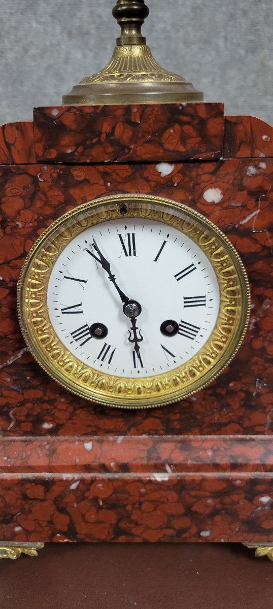 Napoleon III Period Clock In Griotte Marble -photo-4