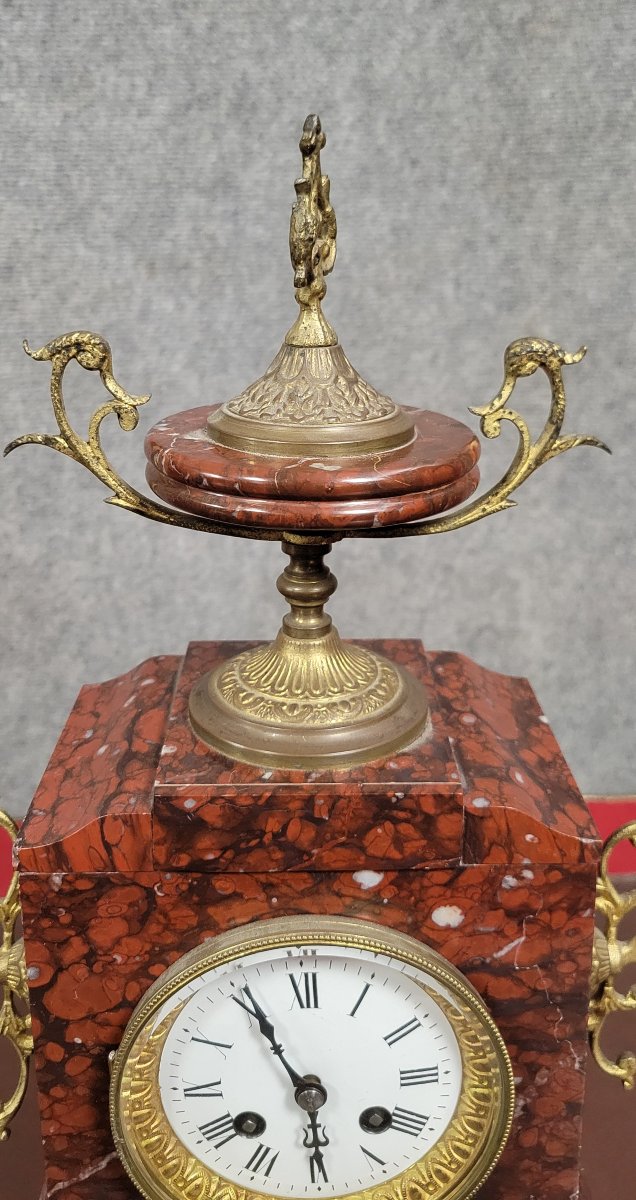 Napoleon III Period Clock In Griotte Marble -photo-5