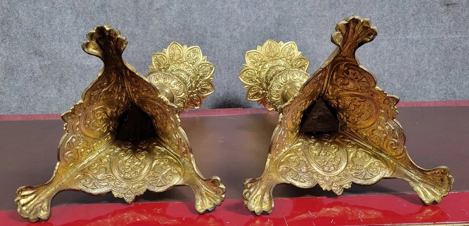 Paire De trés grands piques ciérge époque Empire en bronze doré-photo-4