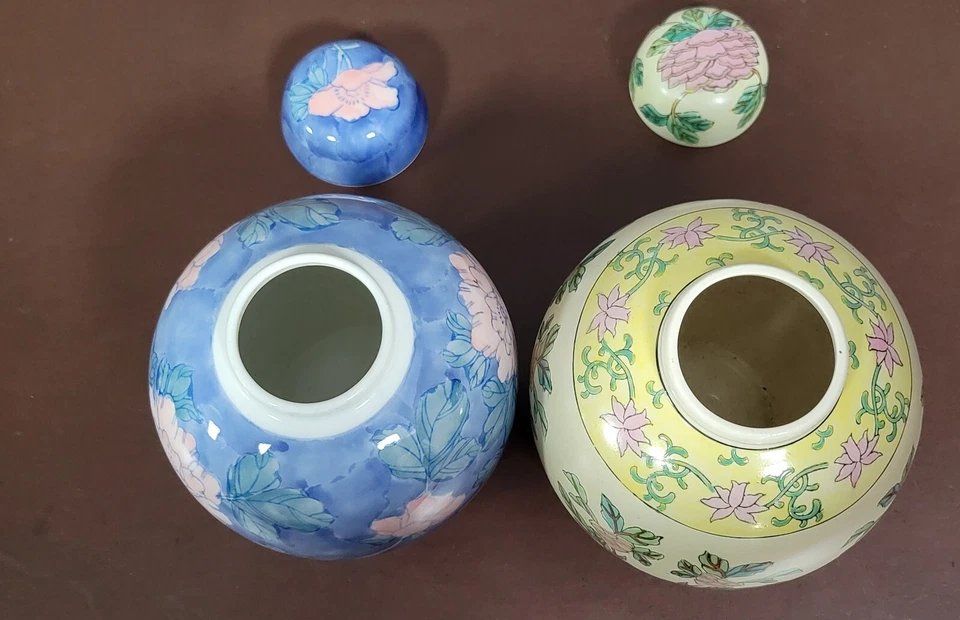 Asie XXeme : deux pots a gingembre en porcelaine (m)-photo-3