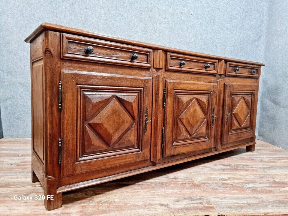Louis XIII Style Sideboard In Solid Oak Circa 1900-photo-1
