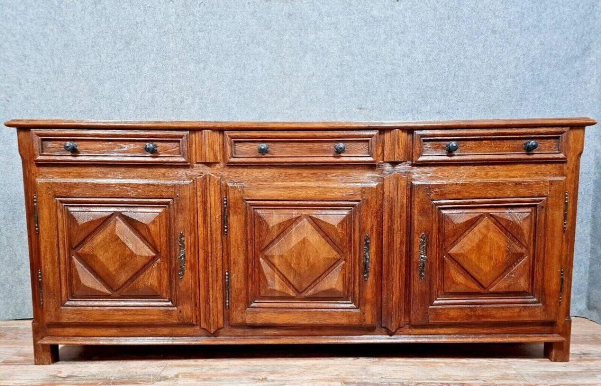 Louis XIII Style Sideboard In Solid Oak Circa 1900