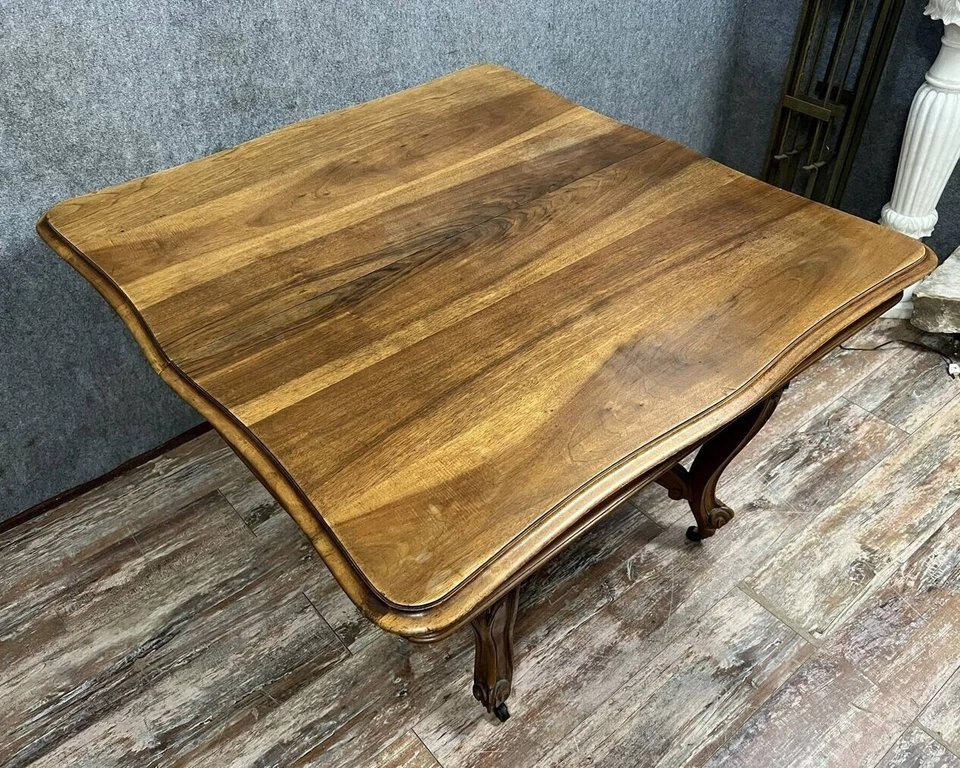 Louis XV Style Carved Walnut Extending Table, 19th Century-photo-2