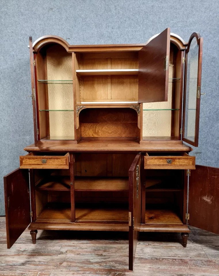 Louis XVI Style Two-part Bookcase Buffet In Marquetry Circa 1880-photo-1