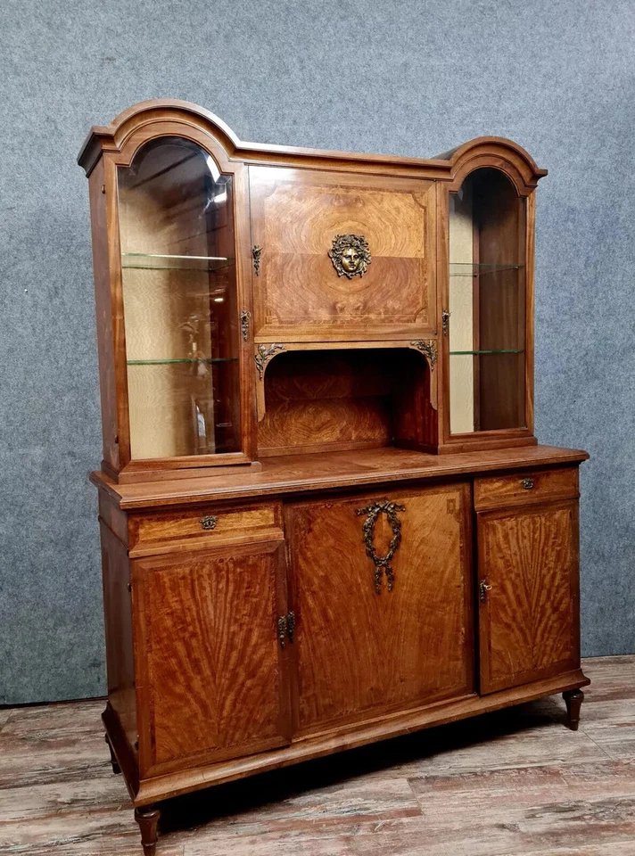 Louis XVI Style Two-part Bookcase Buffet In Marquetry Circa 1880-photo-2