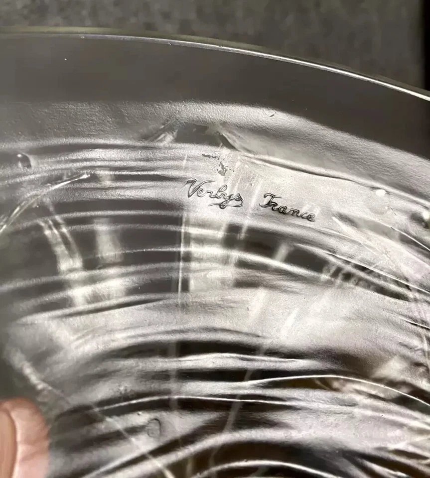 Verlys France: Large Art Deco Sunflower Bowl In Pressed Glass Circa 1940-photo-4