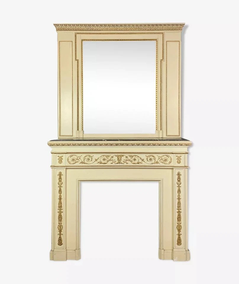 Cheminée Louis XVI avec son miroir psyché réalisée au XIXeme siècle-photo-2