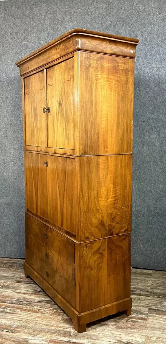 Louis Philippe - Charles X Period Secretary Cabinet In Blond Walnut Circa 1830-photo-1