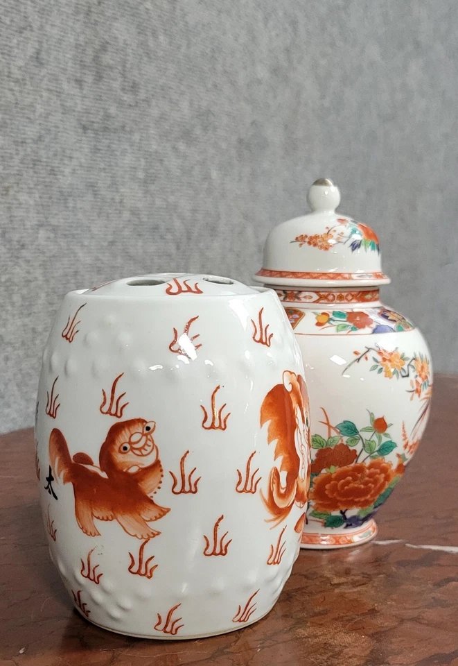 Asie XXeme : deux piéces de forme en porcelaine craquelée-photo-2