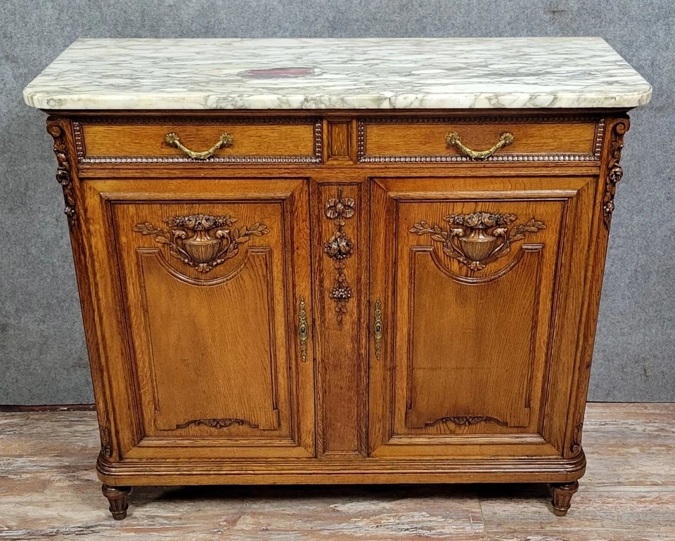 Louis XVI Style Sideboard In Solid Oak Circa 1880-photo-2