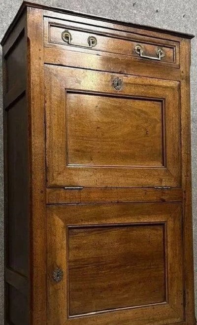 Rustic Louis XVI Period Secretary In Solid Walnut Circa 1780-photo-1