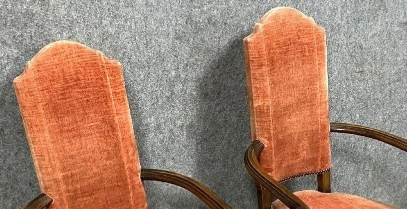 Pair Of Trapezoidal Armchairs, Known As "caquetoires", Renaissance Style – Late 19th Century-photo-1