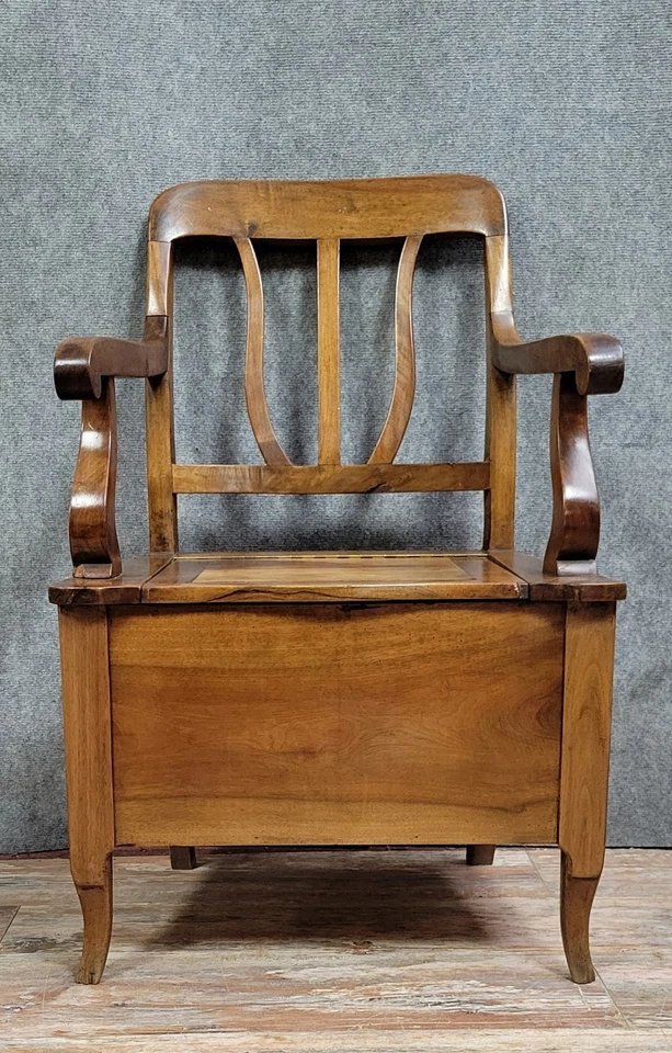 Fauteuil coffre époque Louis Philippe en noyer vers 1830-photo-1