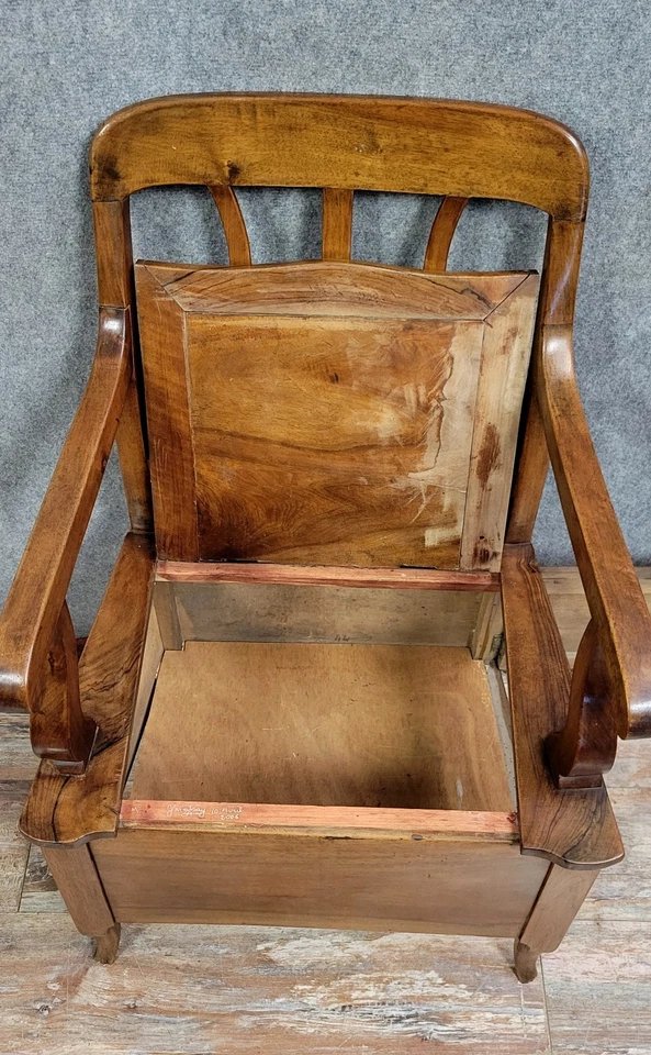Fauteuil coffre époque Louis Philippe en noyer vers 1830-photo-4