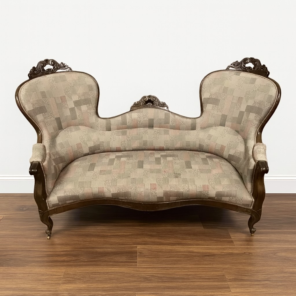 Banquette à oreilles époque Napoléon III en Acajou