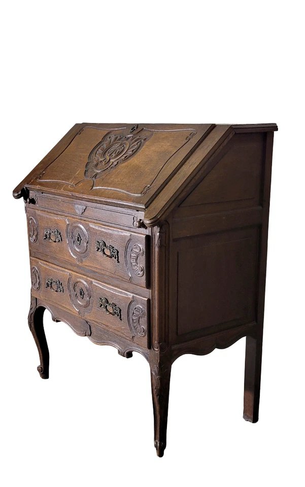 Commode scriban style Louis XV en chene massif circa 1920-photo-1