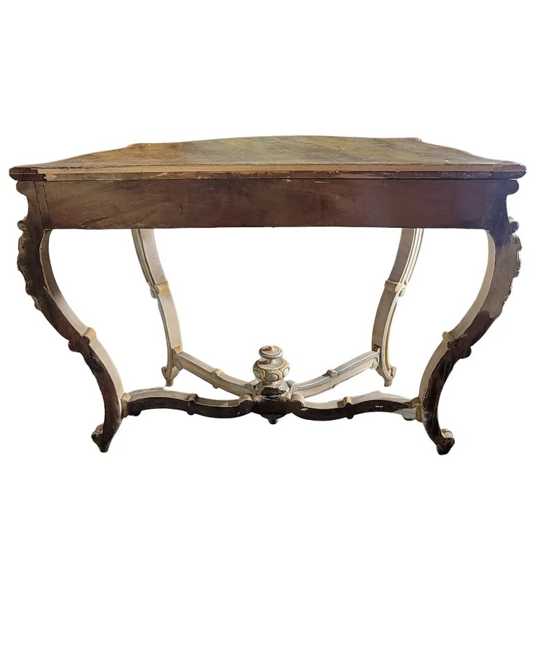 Curved Venetian Console, Louis XV Style, In Lacquered Wood, Circa 1900-photo-4
