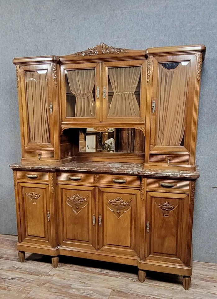 Buffet époque Art Déco en noyer massif vers 1930-photo-1