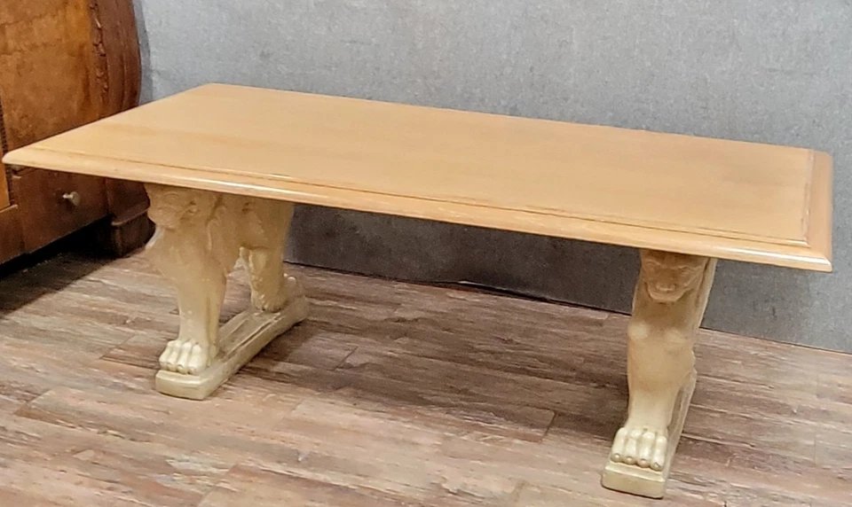 Stone Table, The Base Decorated With Winged Lion Protomes, The Whitewashed Wooden Top-photo-1