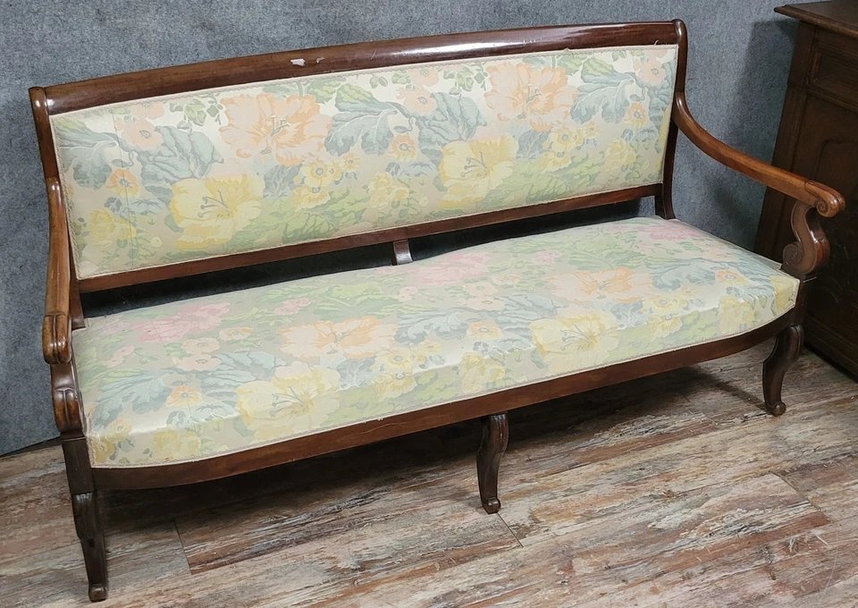 Banquette époque restauration en acajou époque XIXeme-photo-2