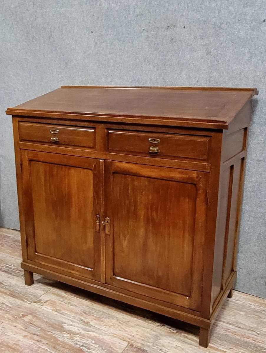 Meuble de métier a plan incliné en hêtre massif teinté époque fin XIXème