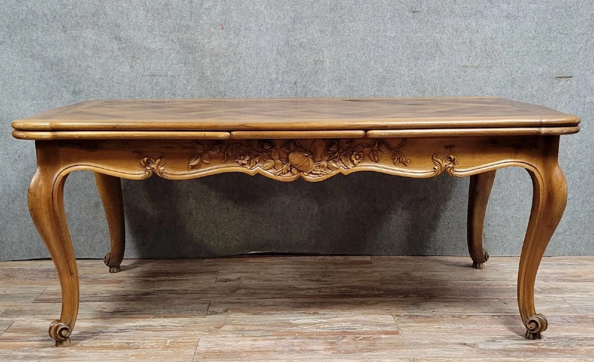 Louis XV Style Provencal Table In Solid Cherry Wood, 20th Century
