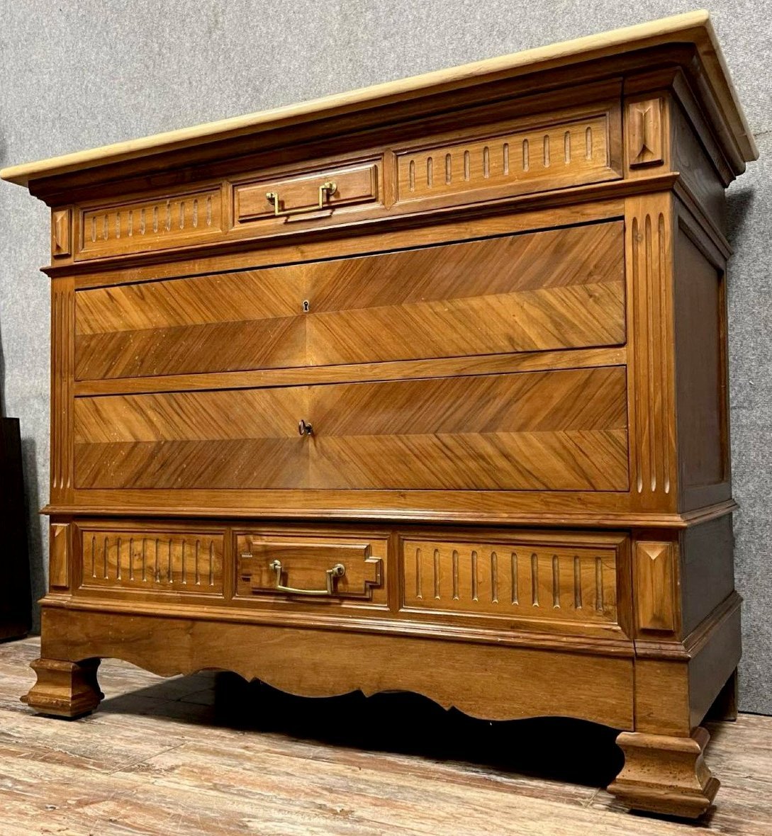 Napoleon III Period Chest Of Drawers In Walnut -photo-1