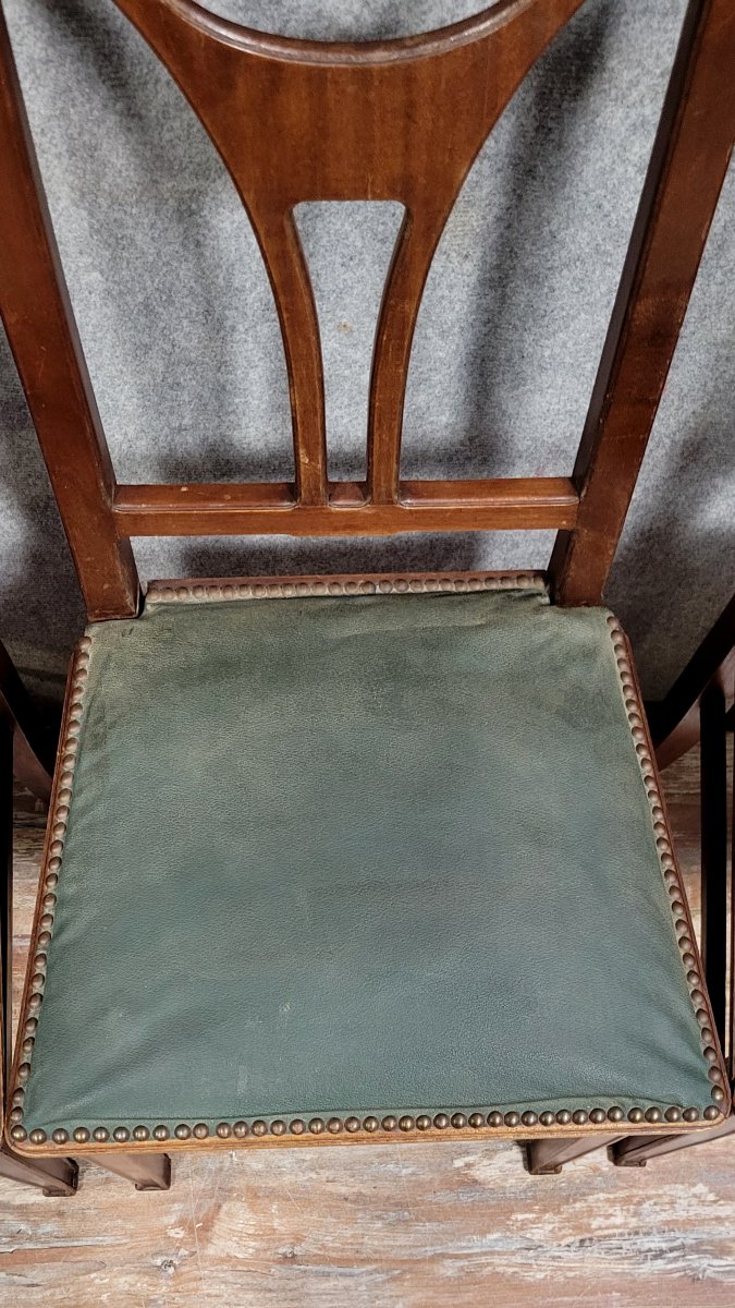Set Of Four English Art Nouveau Mahogany Chairs -photo-4