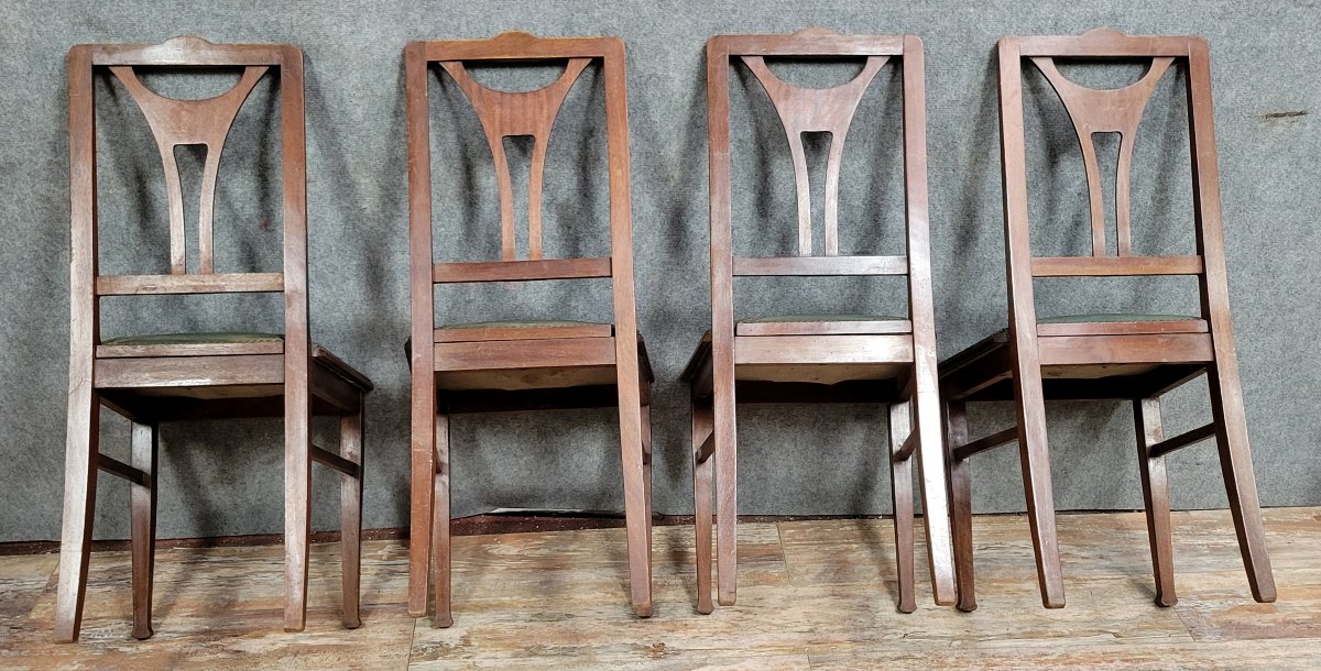 Set Of Four English Art Nouveau Mahogany Chairs -photo-6