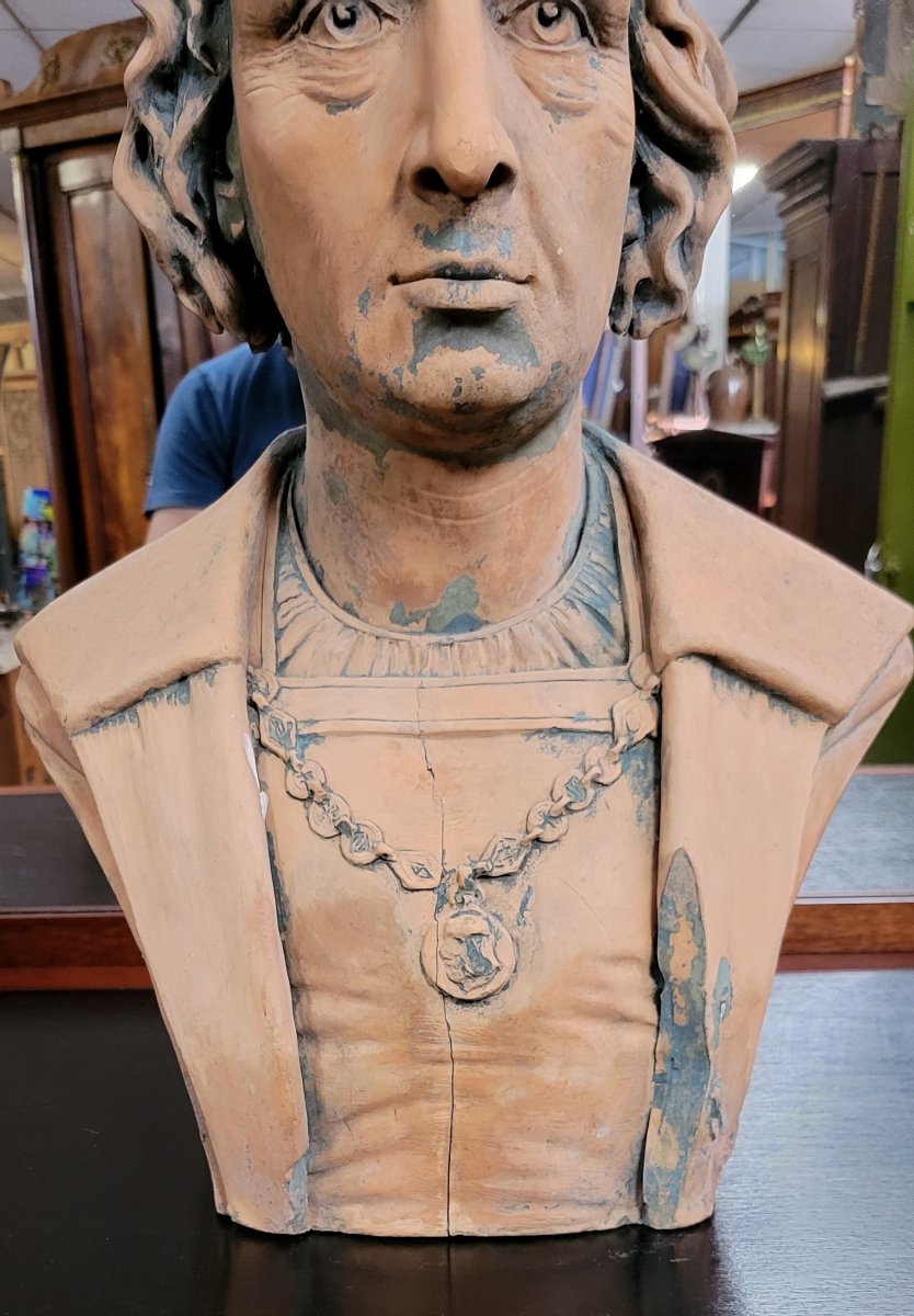 Grand buste d'homme en terre cuite signé P. Armengol -photo-4