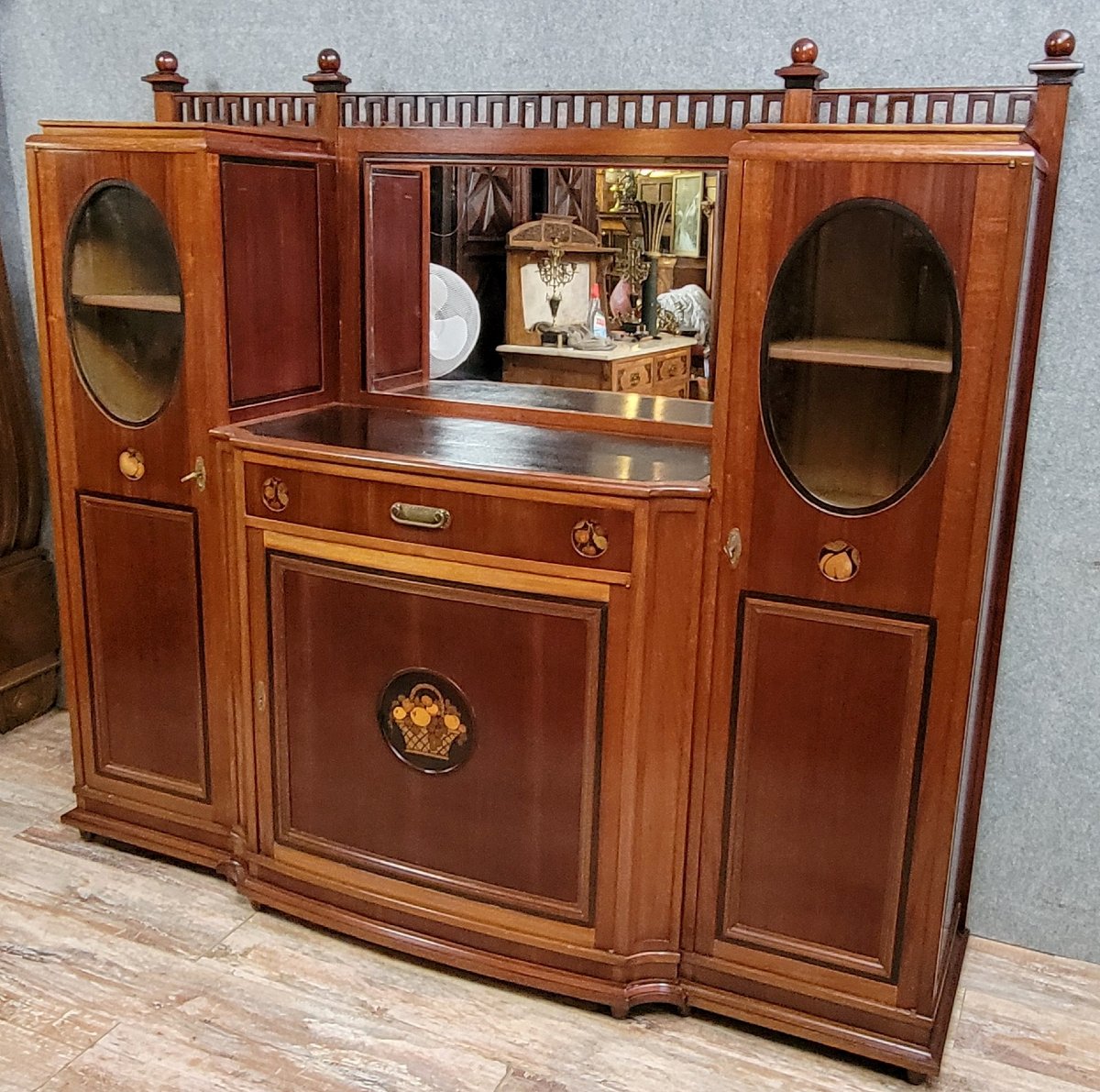Nancy School: Large Art Nouveau Period Bookcase-photo-6