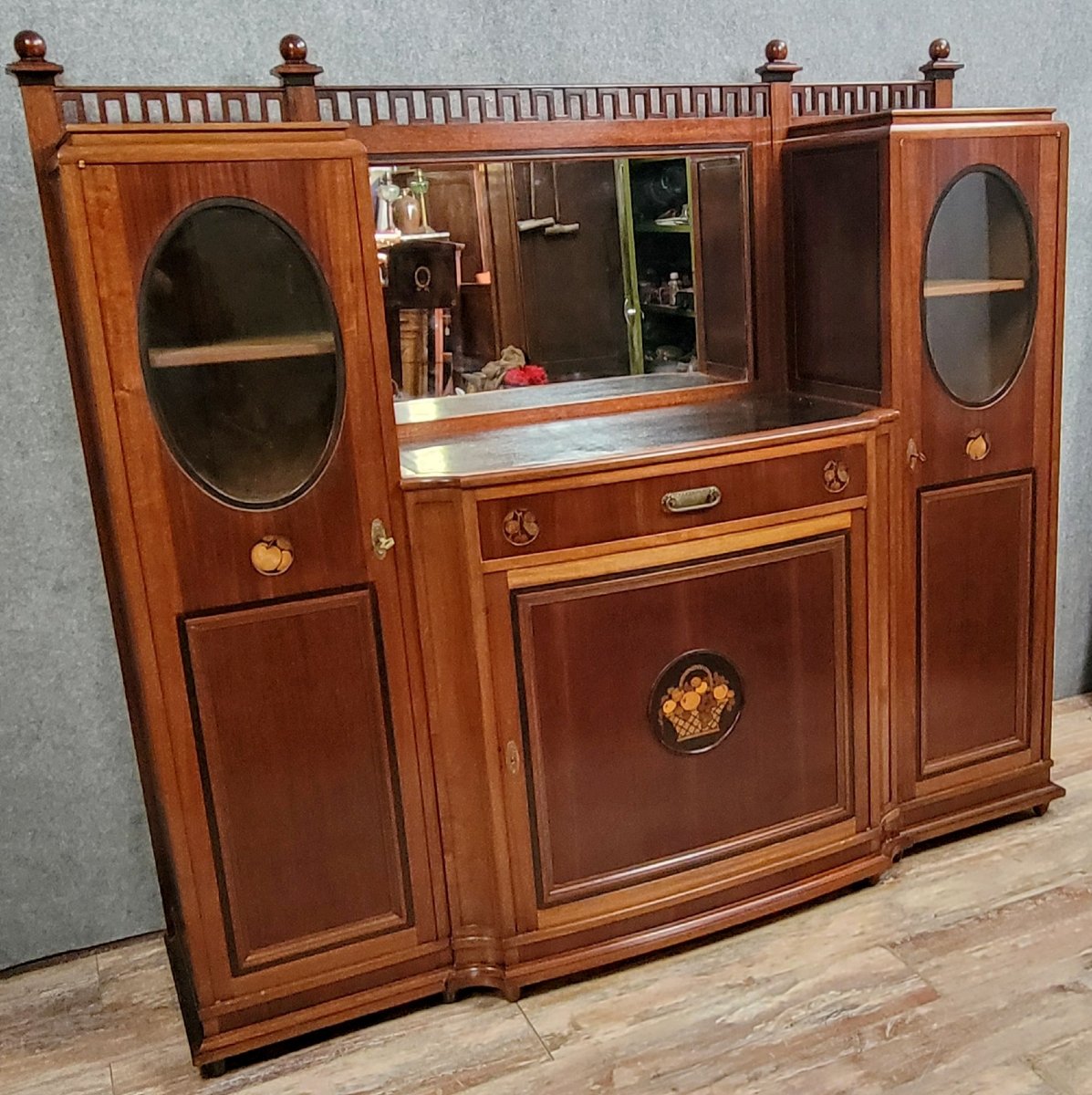 Nancy School: Large Art Nouveau Period Bookcase-photo-7