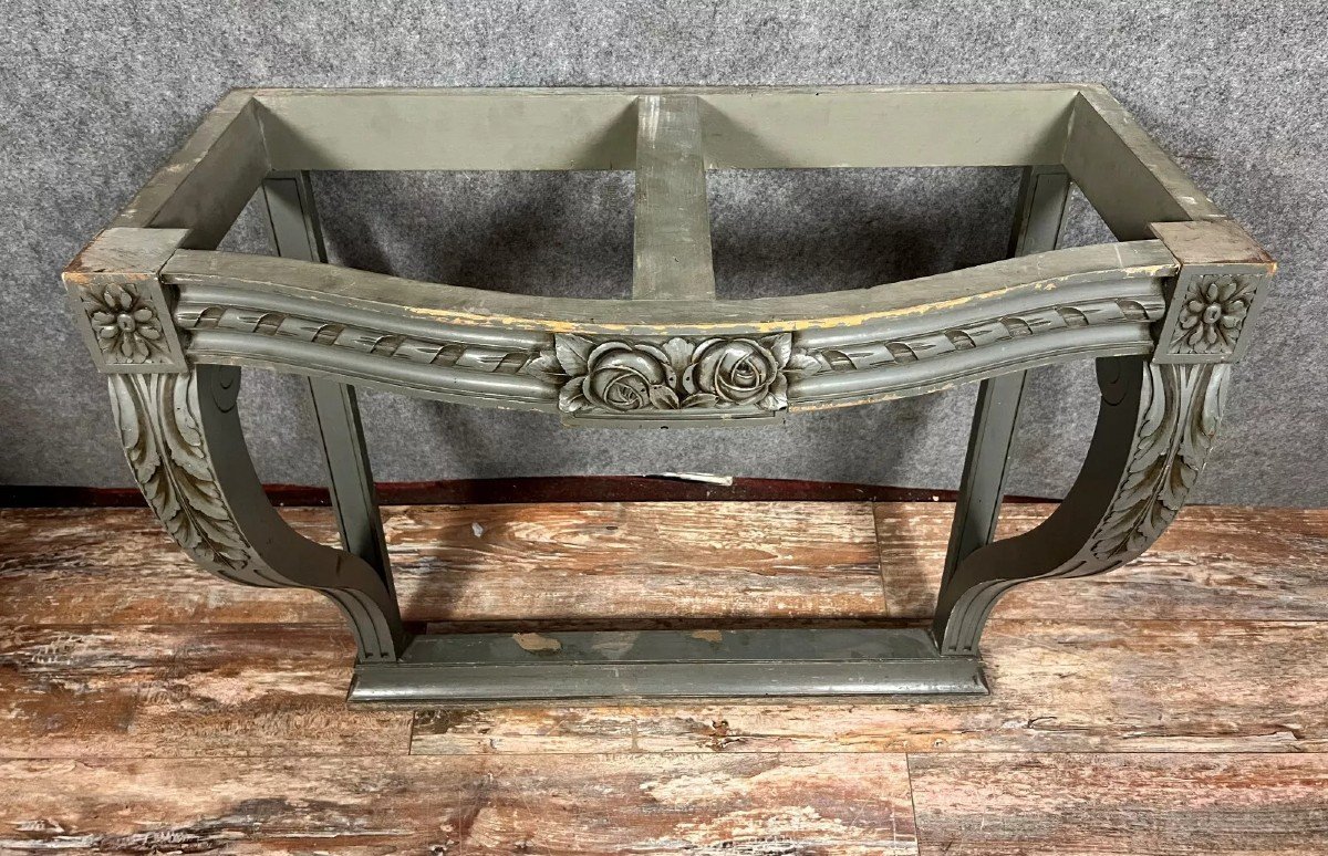 Curved Console From The Napoleon III Period In Lacquered Wood-photo-1