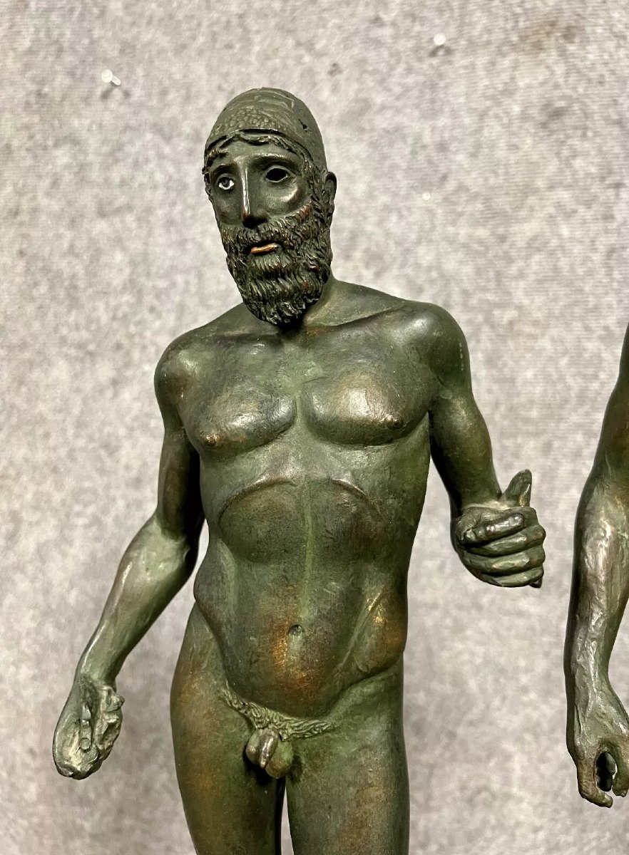 From The Antique: The Warriors Of Riace In Cast Iron With Bronze Patina -photo-4