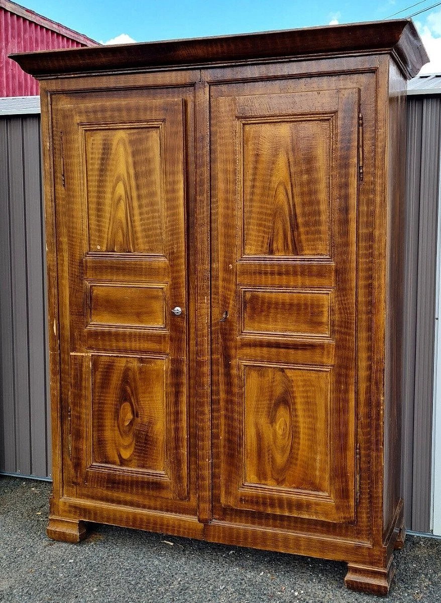 18th Century Franche-comté Wardrobe, Lacquered In Faux Wood -photo-1