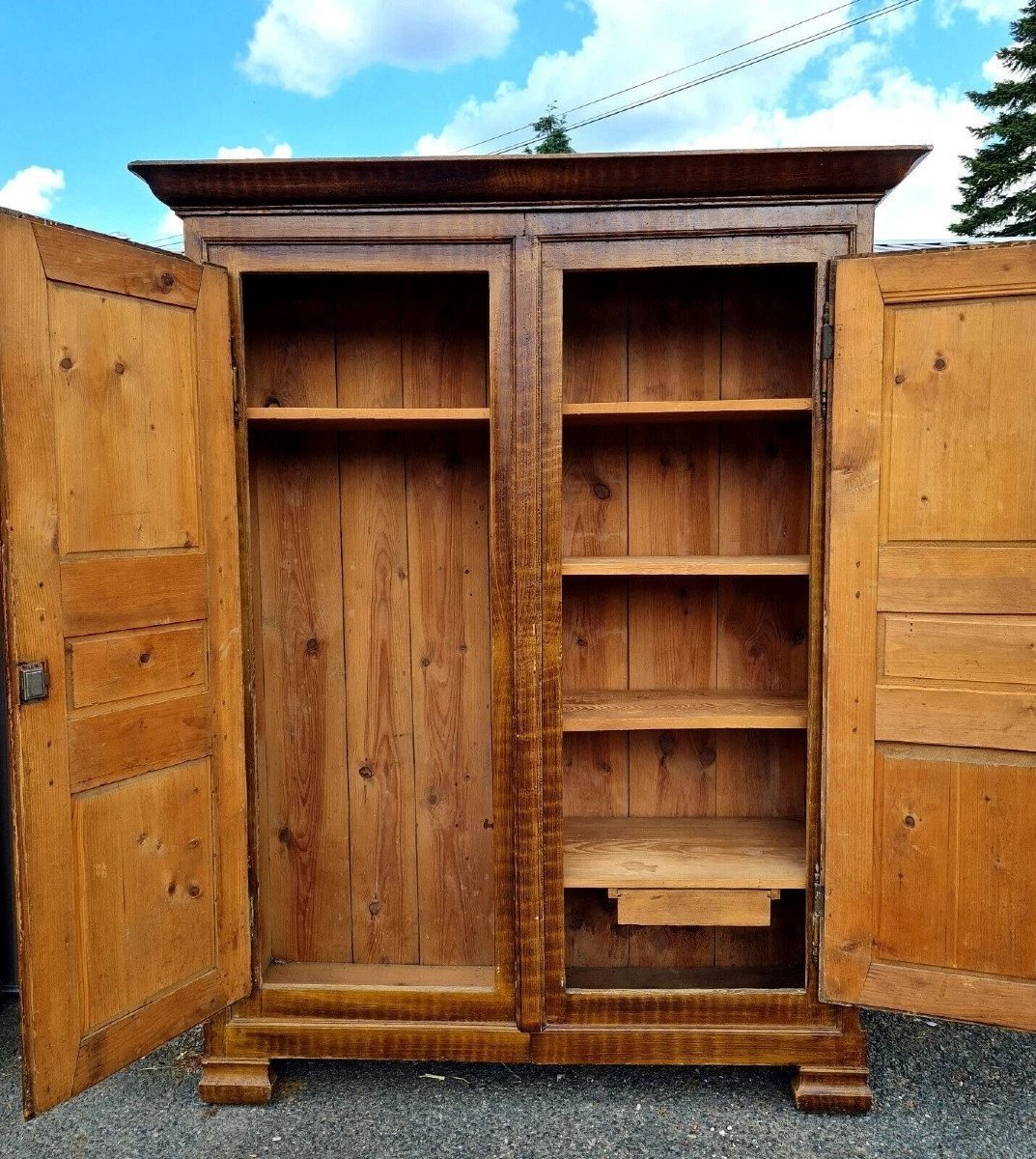 18th Century Franche-comté Wardrobe, Lacquered In Faux Wood -photo-4